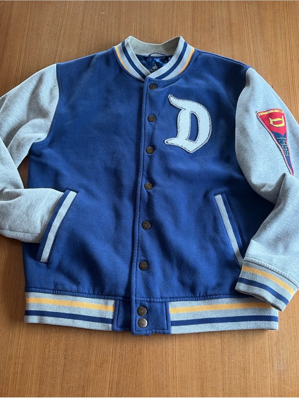 Disney Blue & Light Gray Varsity Jacket with 'D' Patch